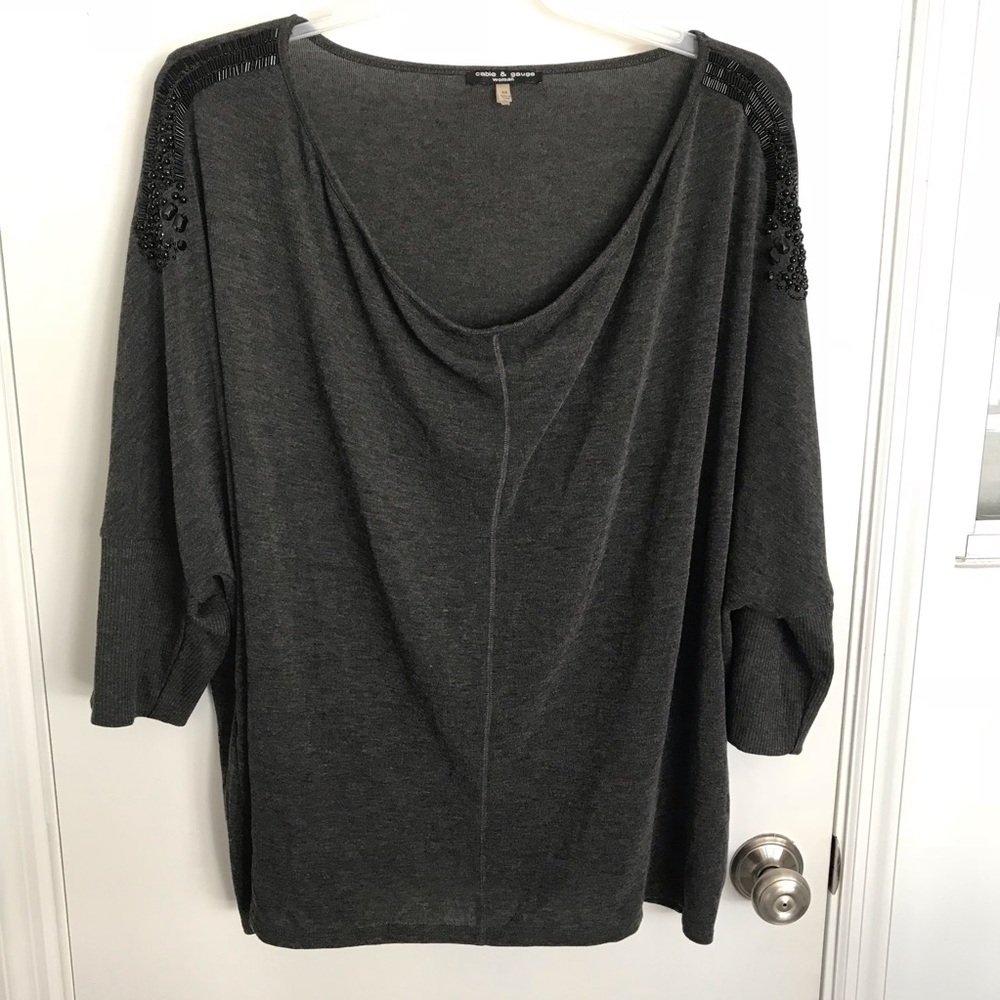 Cable and Gauge pullover Black Blouse. Plus Sz 3X